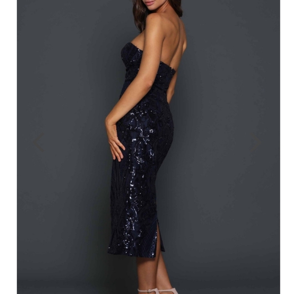 Midnight Blue Sequin Midi Dress - Picture 2 of 8